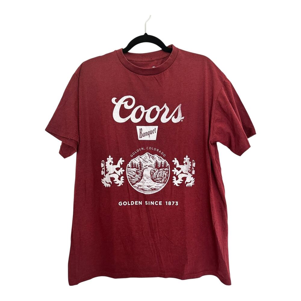 Coors Banquet Tee Shirt XL Burgundy Beer Graphic Tee Bartender